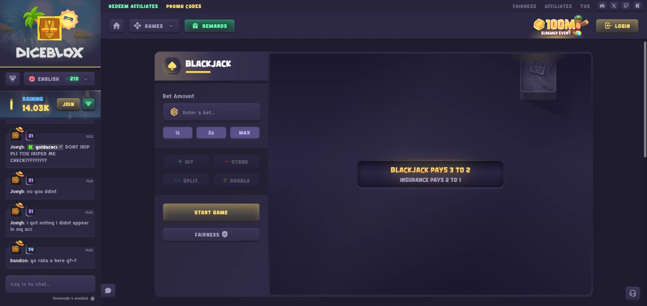 Diceblox blackjack