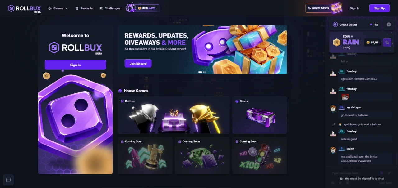 RollBux homepage