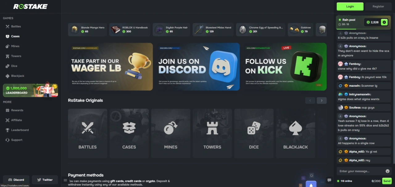 RoStake homepage